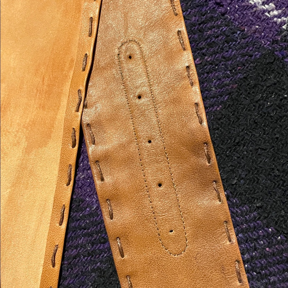 Chico's Tan Leather Belt with Turquoise Buckle - Picture 3 of 4